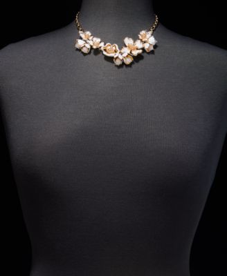 Textured Flower Statement Necklace, 16" + 3" extender