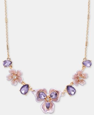 Crystal Flower Statement Necklace, 16" + 3" extender