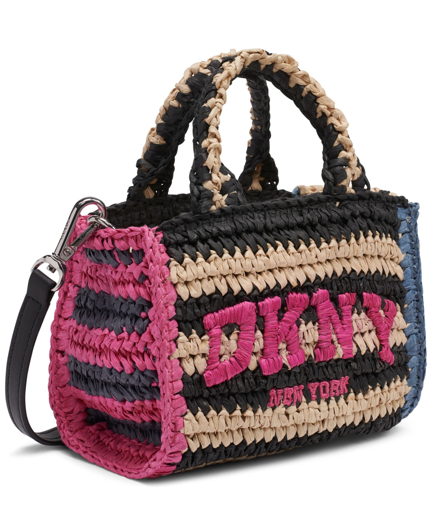 Женская сумка DKNY Hadlee Mini Woven Crossbody, цвет: Розовый комбинированный — фото 3
