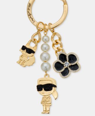 Gold-Tone Pearl Ikon Bag Charm Keychain