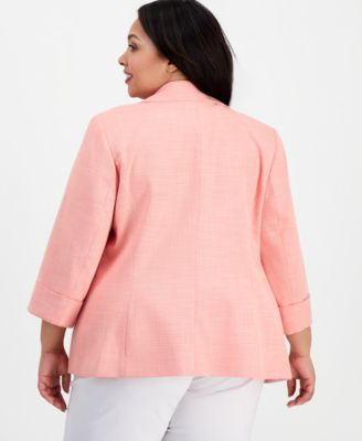 Plus Size Notch-Lapel One-Button Blazer 