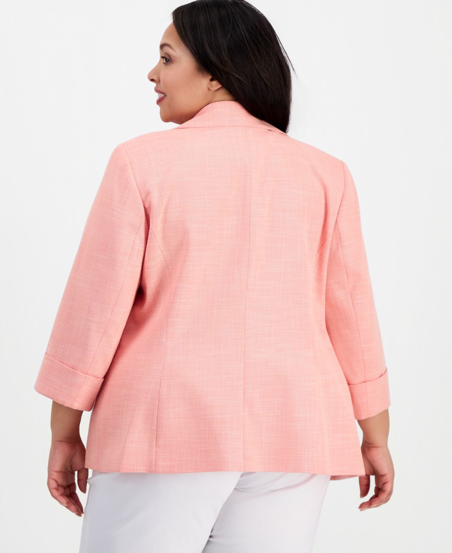 Женский пиджак Kasper Plus Size Notch-Lapel One-Button Blazer, цвет: Ванильный ледяной — фото 4