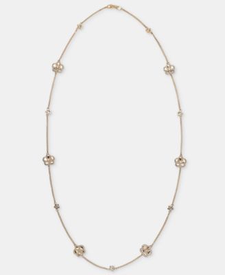 Gold-Tone 36" Pav&eacute; Orchid Strandage Necklace