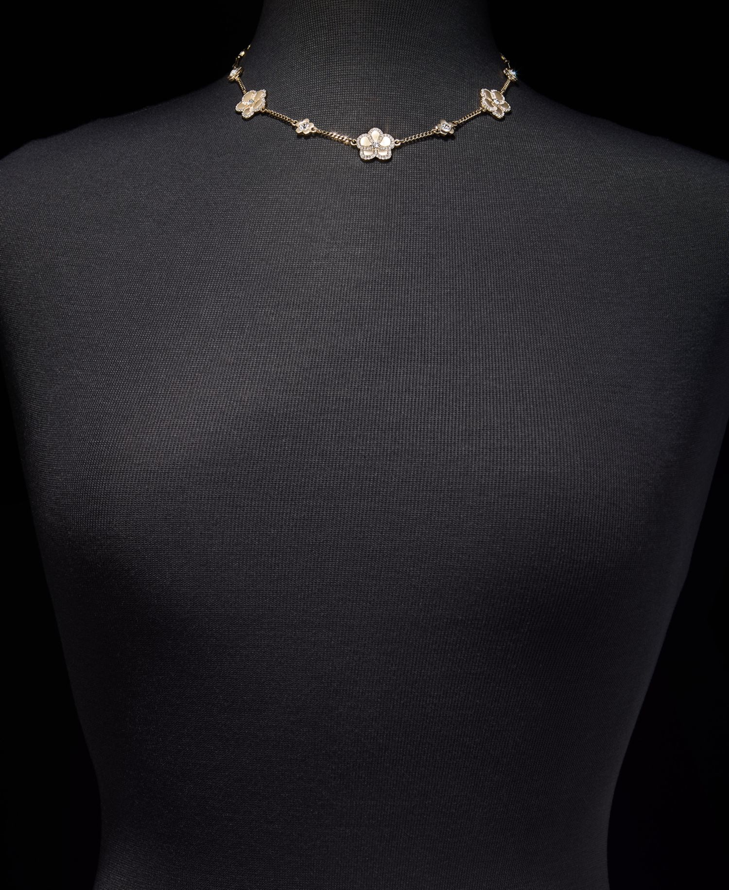 Gold-Tone Pav&eacute; Orchid Collar Necklace