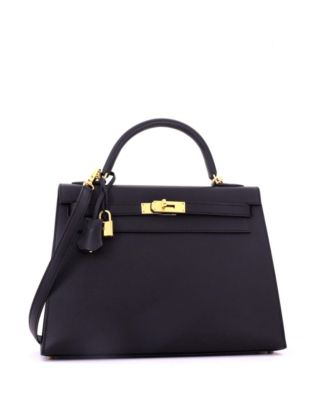 Kelly 32 Handbag Black Epsom with Gold Hardware