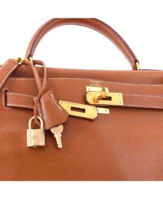 Kelly 28 Handbag Brown Courchevel with Gold Hardware