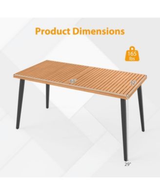 63-Inch Dining Table for Indoor Outdoor Use with Metal Legs