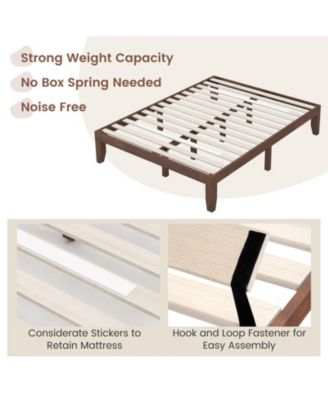 14 Inch Rubber Wood Platform Bed Frame with Wood Slat Support