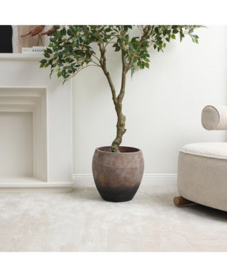 Vintage  Base 13.8-Inch Tall Round Cement Planter