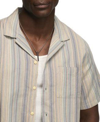 Men's Short-Sleeve Linen Camp-Collar Shirt