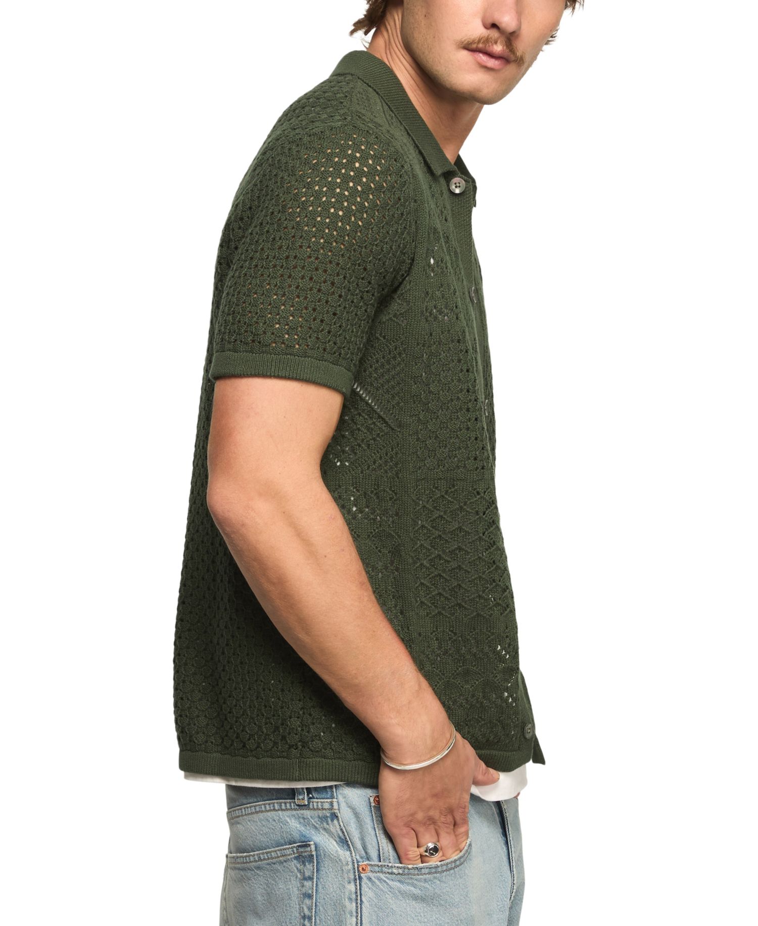 Men's Crotchet Button-Down Shirt