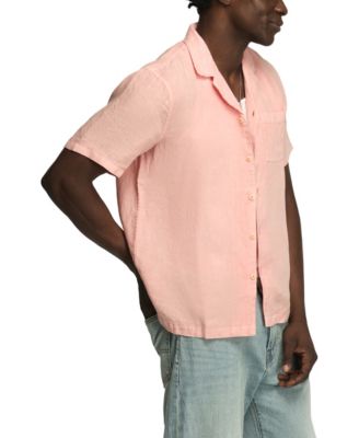 Men's Short-Sleeve Linen Camp-Collar Shirt