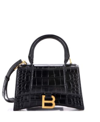 XS Hourglass Top Handle Bag Embossed Leather