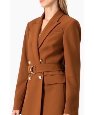 Women's Double-Breasted Wrap Blazer with Waist Tie