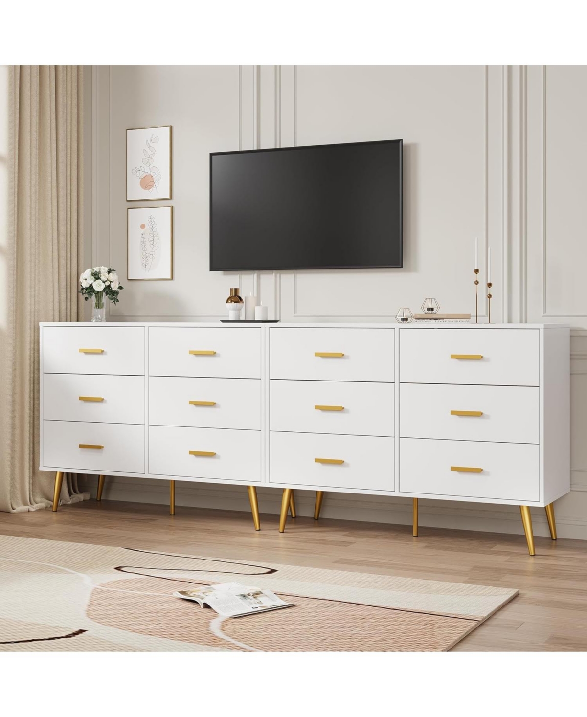 gaomon Modern 6-Drawer Dresser with Metal Handles, Wooden Storage Chest