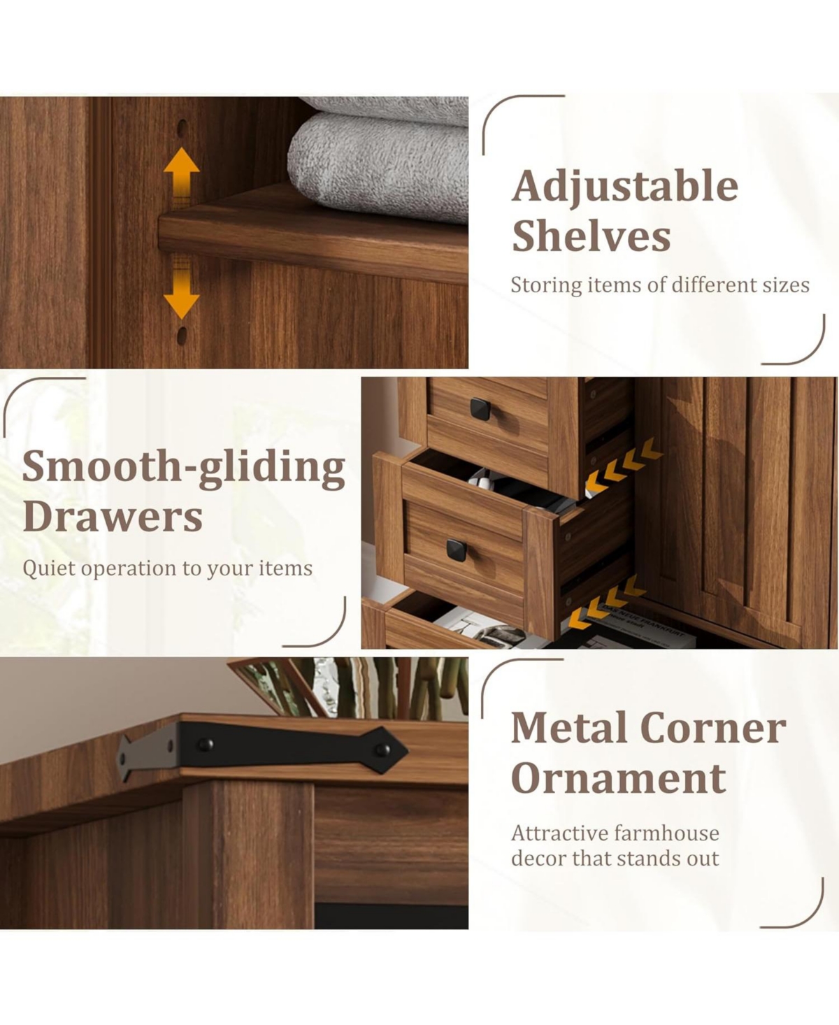 gaomon Farmhouse 5 Drawer Dresser for Bedroom, 48" Tall Wood Dressers Chest of Drawer with Sliding Barn Door, Adjustable Shelf, Storage Organizer