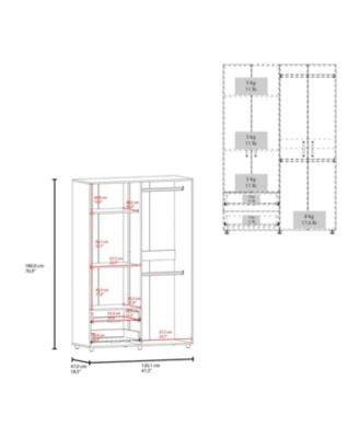 Fifty Modern 2-Door Wardrobe with Shelves and Drawers