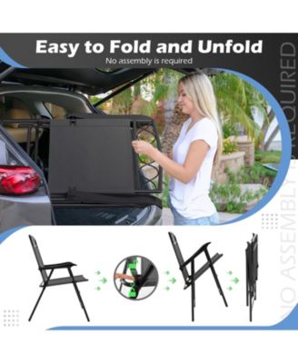 4 Pack Patio Folding Chairs w/ Backrests & Armrests Metal Frame Outdoor