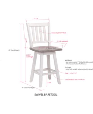 Rustic Solid Wood 360° Swivel Counter Height Stools, Set of 2