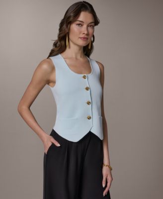 Women's Scoop Neck Button-Up Sweater Vest