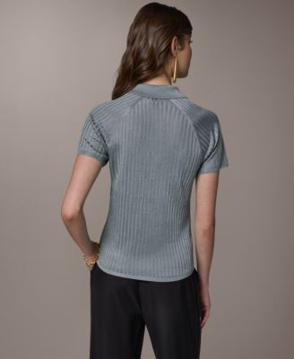 Women's Short-Sleeve Polo Sweater