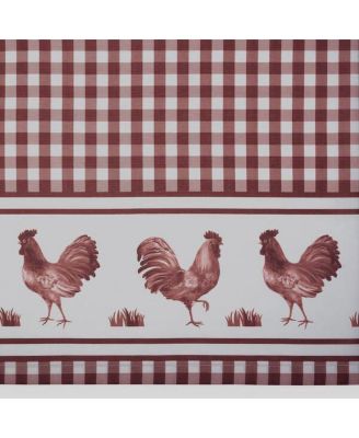 Lightweight Plaid Country Farmhouse Rooster Window Rod Pocket Curtain Valance