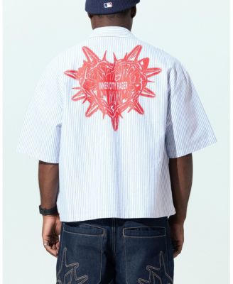 Men's Riot Squad Button Up T-Shirt - Pin Stripe