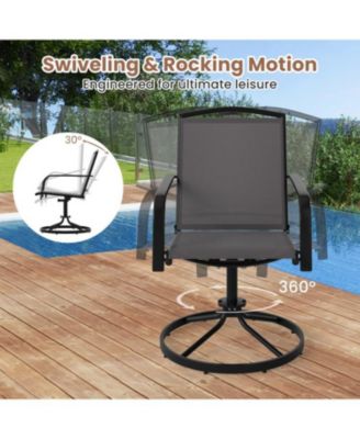 Patio Swivel Chair Set of 2 with High Back and Ventilated Seat