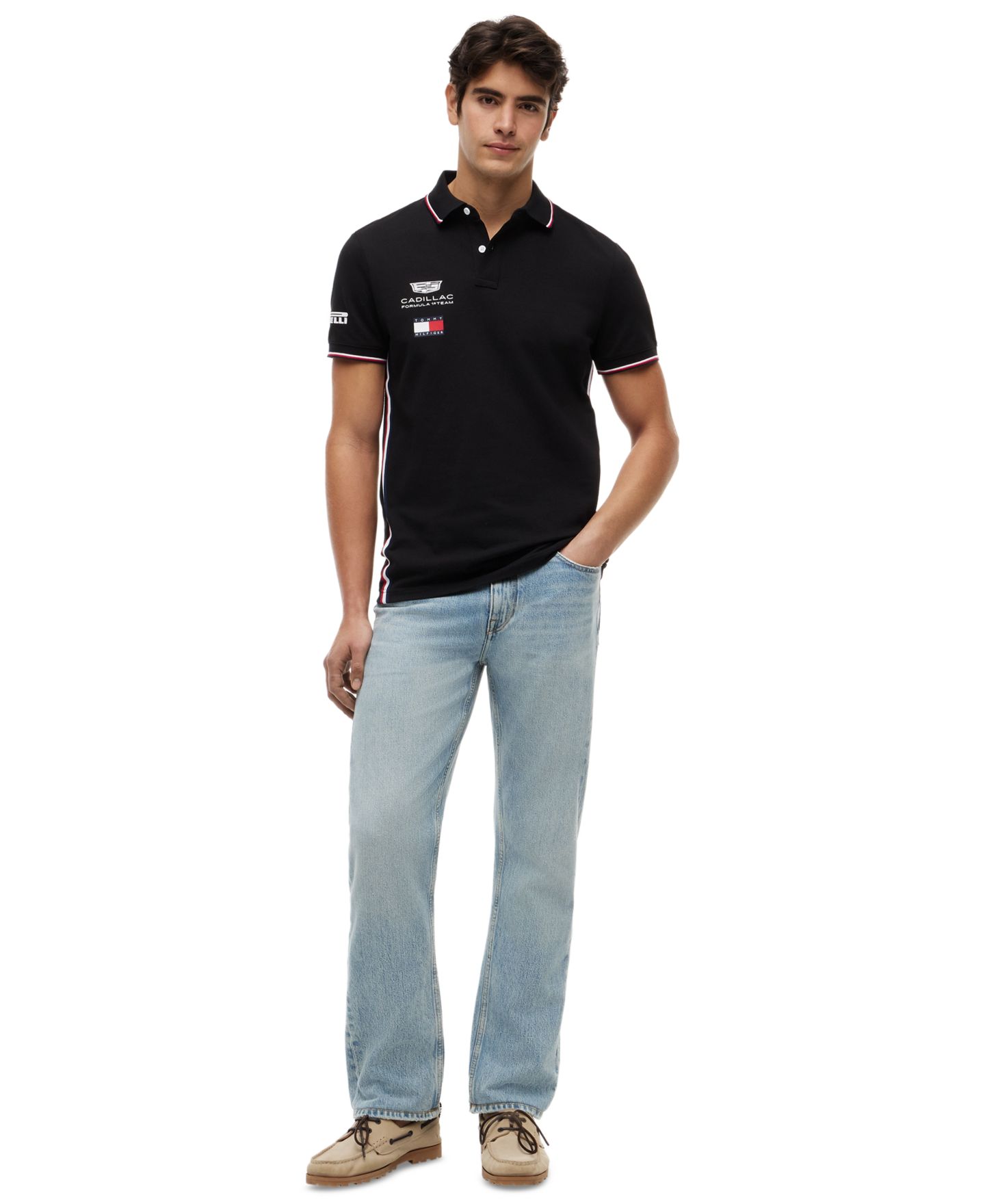 Мужское поло Tommy Hilfiger x Cadillac F1® Replica Short-Sleeve Polo Shirt, цвет: Чёрный — фото 1