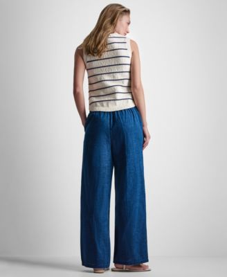 Women's Sleeveless Crew Neck Striped Sweater