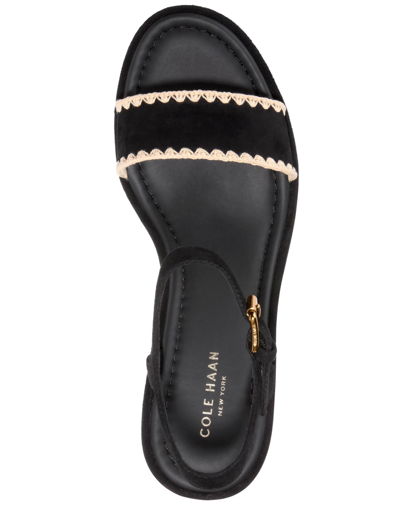 Женские сандалии Cole Haan Cloudfeel Asbury Espadrille Wedge, цвет: Чёрный / Натуральный — фото 4