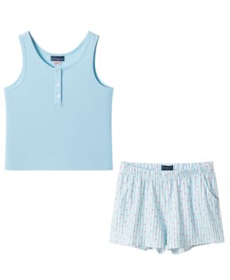 Girls' 6-16 Henley Tank & Short, 2-Piece Pajama Set