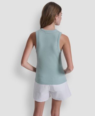 Women's Crewneck Tank Top With Dome Studs