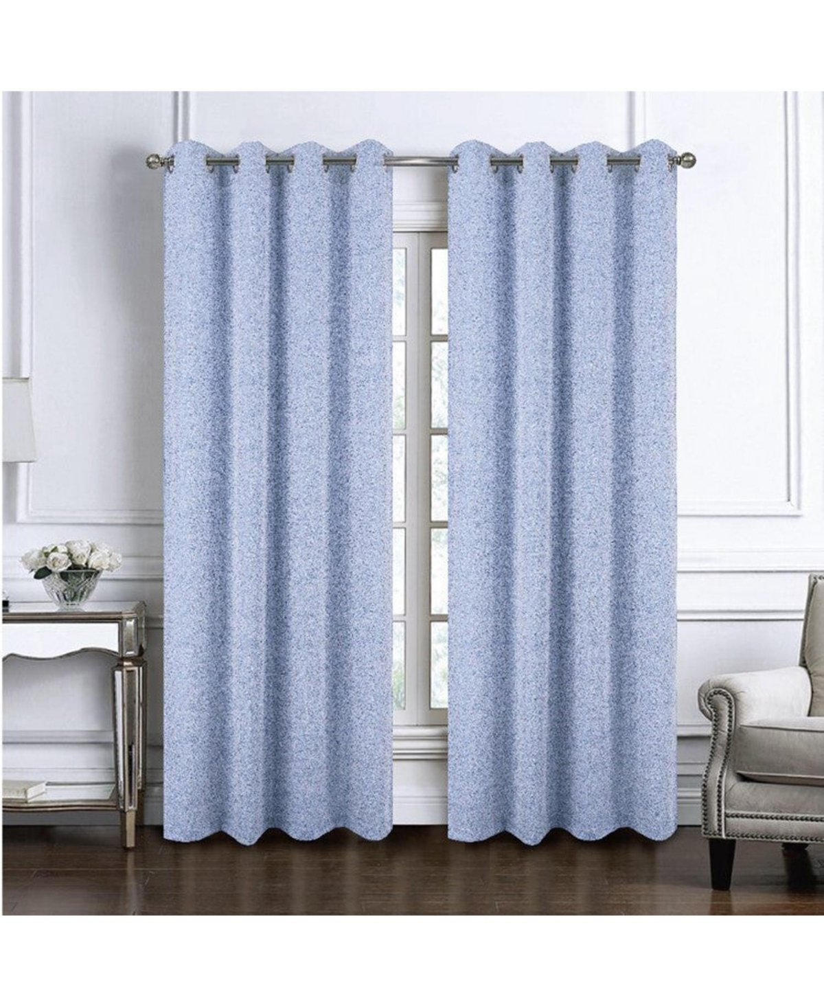 Rt Designers Collection 100% Polyester 140 Gsm Lava Jacquard Grommet Curtain Panel 54" x 84" Blue