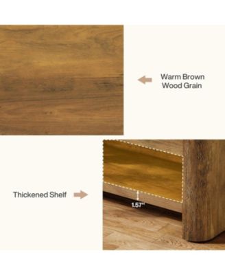 Farmhouse Entryway Bench, 53.5" Wood End of Bed Bench with Shoe Storage, 2-Tier Narrow Indoor Bench