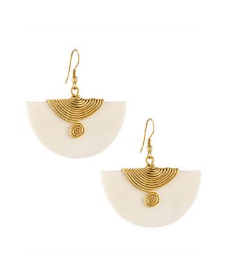 Nusu Earrings – Brass and Bone Statement Earrings, Handmade in Kenya