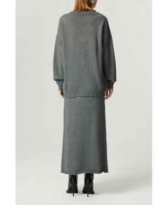 Women's Embellished V-Neck Knit Sweater