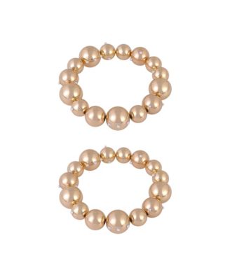 Gold Tone 2pc Ball Stretch Bracelets