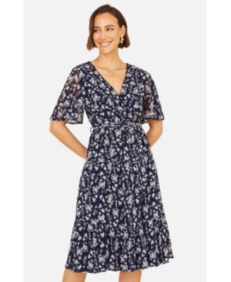 Women's Floral Mesh Wrap Dress