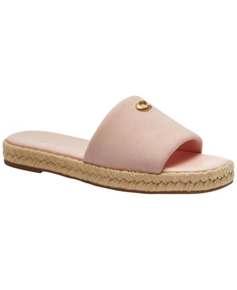 Женские сандалии Coach Holly Espadrille Slip-On, цвет: Розовый замшевый