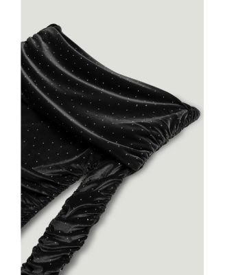 Women's Off-Shoulder Velvet Maxi Dress with Rhinestone Detail