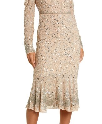 Women's Sequin Gown with Embellished Hemline
