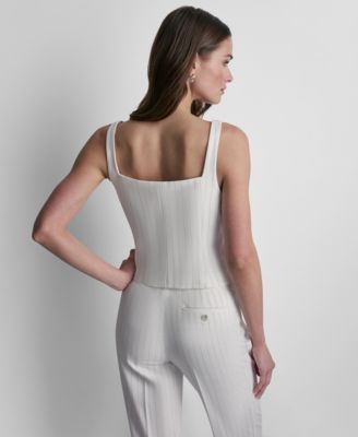 Women's Sleeveless Pinstripe Button-Front Vest