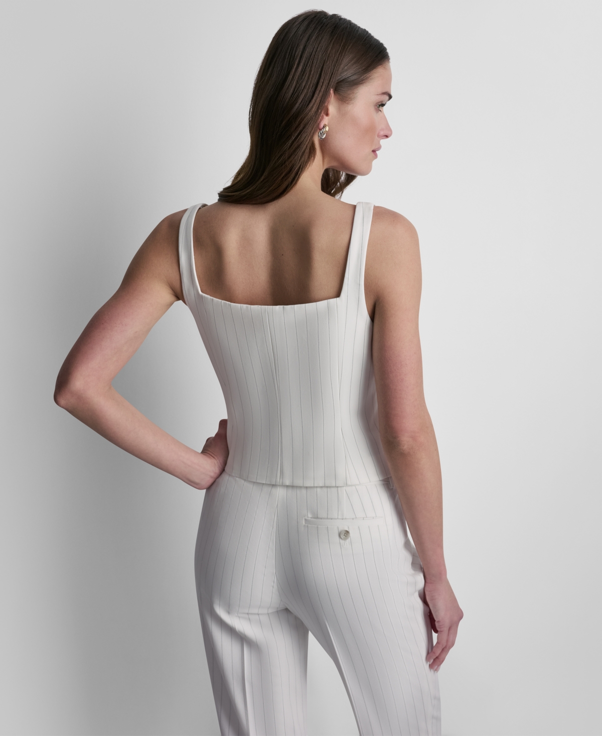 Dkny Women's Sleeveless Pinstripe Button-Front Vest