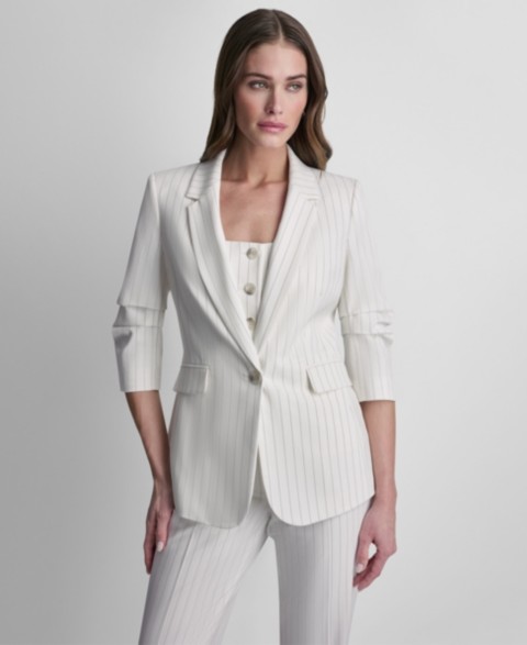 Женские DKNY Women's Pinstripe One-Button Notch Collar Blazer, Regular & Petite