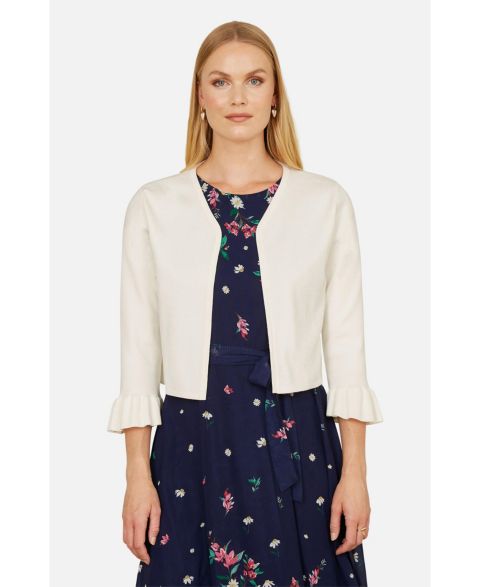 Женский кардиган Yumi Bell Sleeves Cropped, цвет: Слоновая кость
