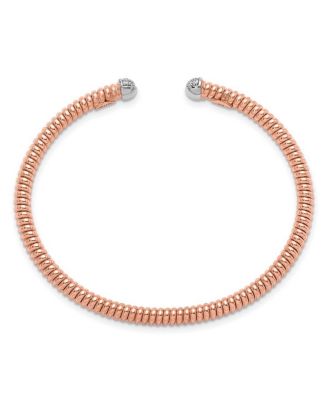 18k Gold Italian 0.17cttw Diamond Tubogas Cuff Bangle Bracelet