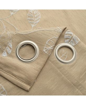 100% Polyester 140 GSM Reed Embroidered Grommet Curtain Panel 54" x 84" Taupe