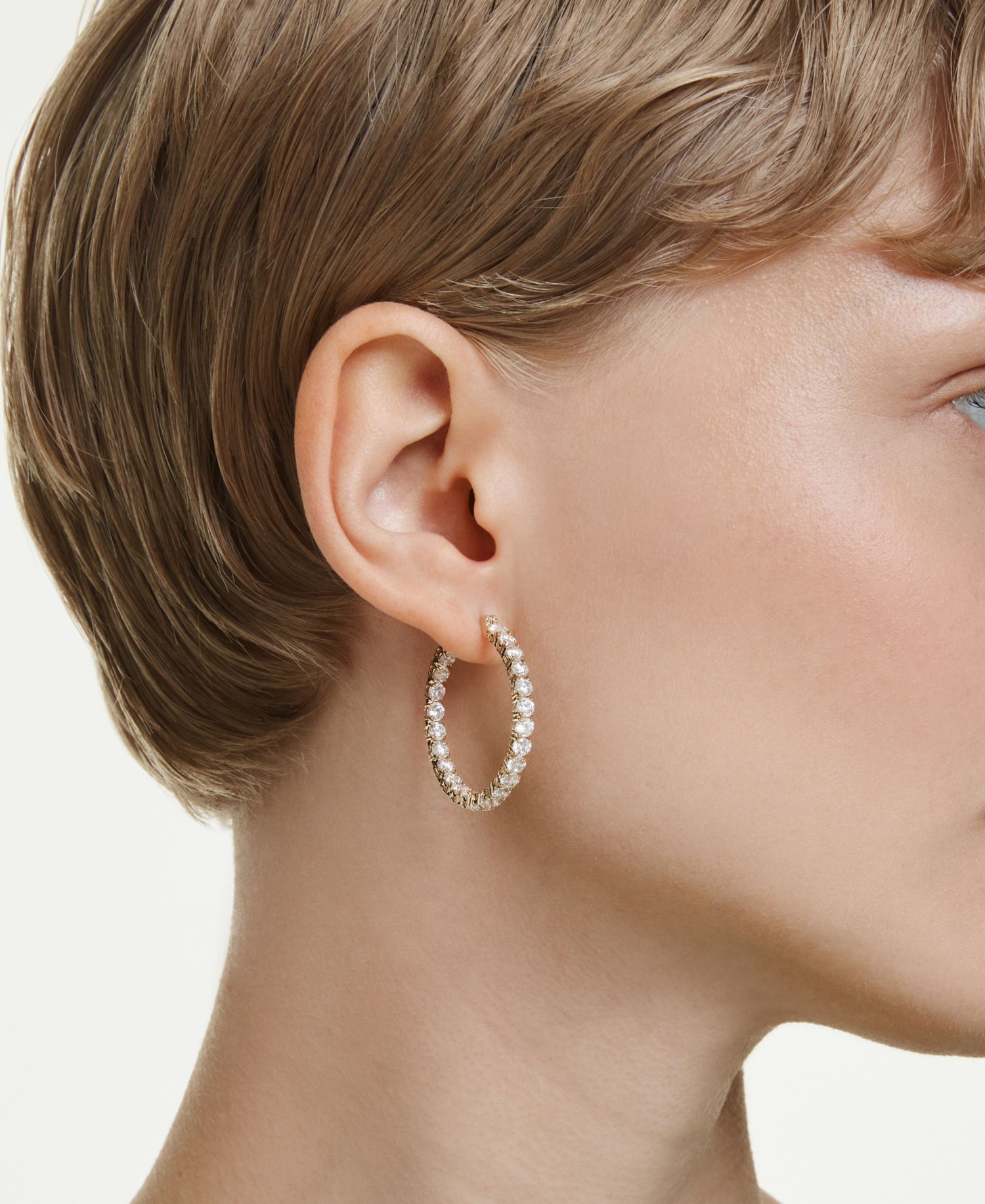 Gold-Tone Plated Matrix Hoop Earrings