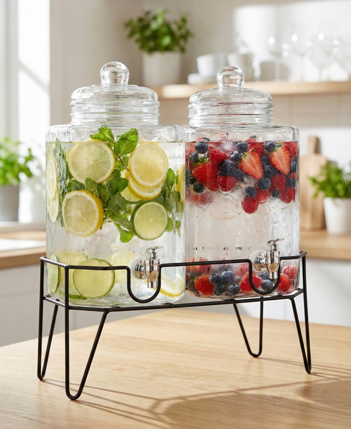 Style Setter Hamburg Double 1.5-Gallon Beverage Dispenser Set with Stand